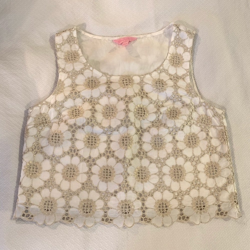 Gold Sparkly Lilly Pulitzer Crop Top
